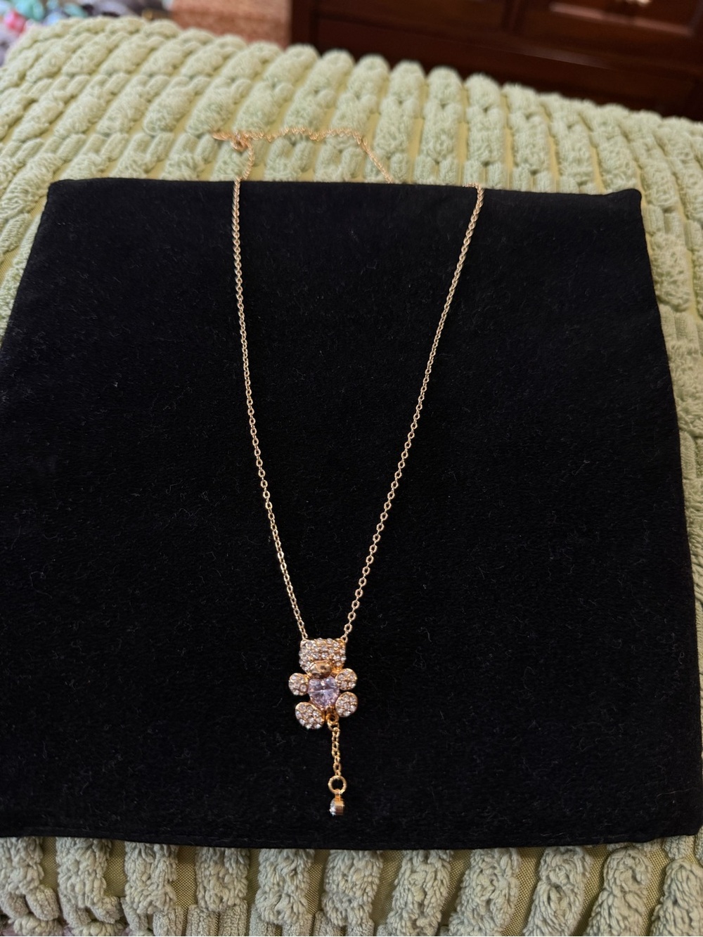 Gold-Tone Floral Cubic Zirconia Drop Necklace - Delicate Sparkle